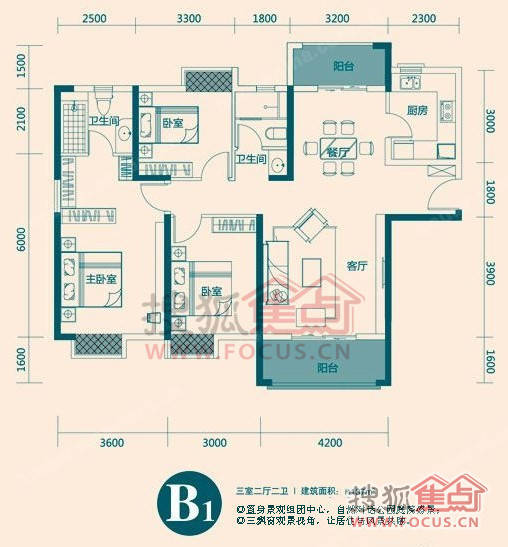 解析:东津世纪城南北通透经典三室之b1户型