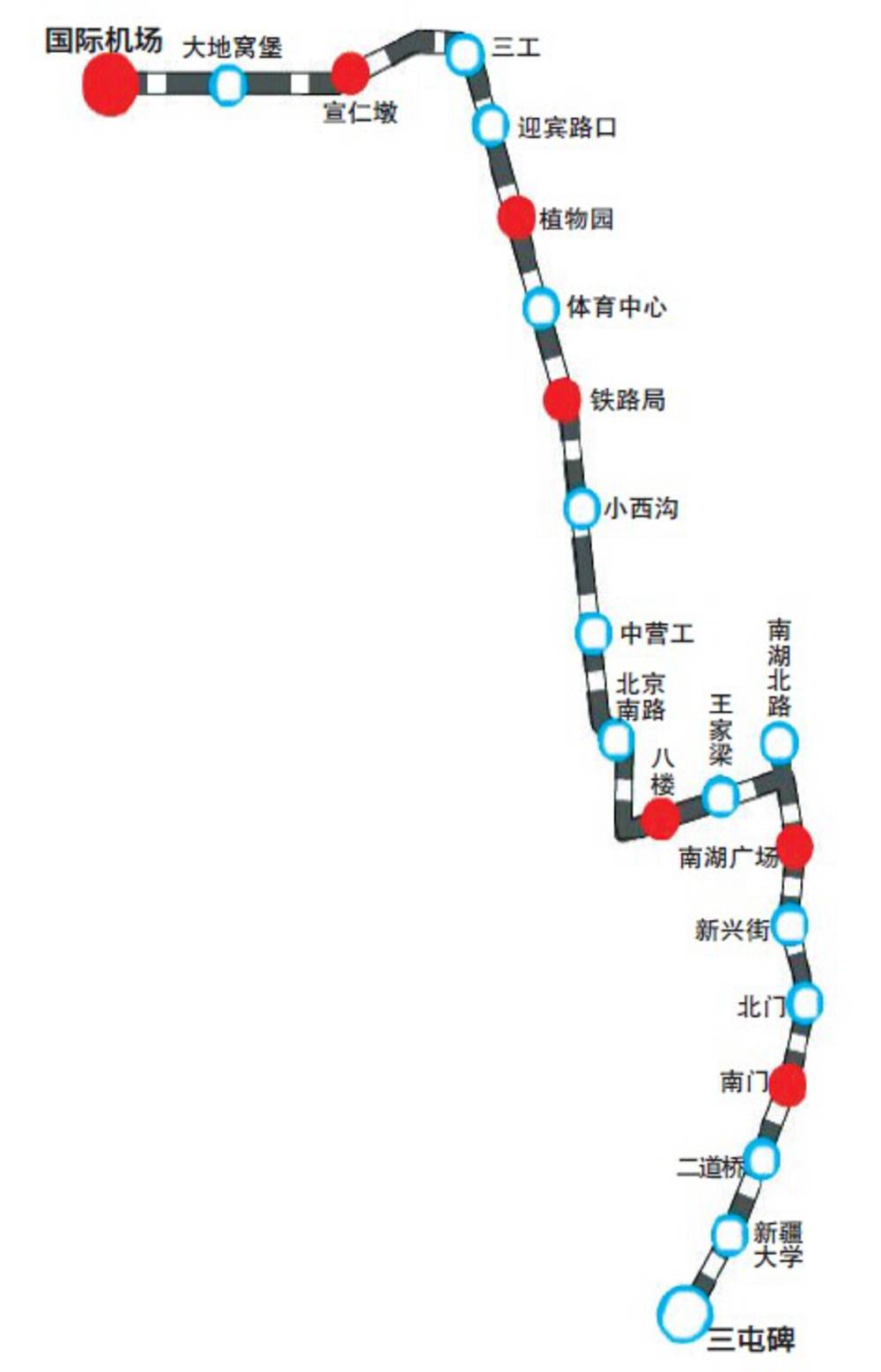 从今年3月底起,地铁1号线将进入全面建设阶段,剩余五座车站也将全部组织建设。参建单位会努力将地面交通影响降至最小。 昨日,记者从市建委了解到,2015年是乌鲁木齐地铁1号线全面攻坚克难的关键一年,预计3月底,全线包括车站、竖井等65个施工工点将全面组织建设。 市建委副主任苑宝华说:地铁1号线南起三屯碑,终点为地窝堡国际机场,全长27.