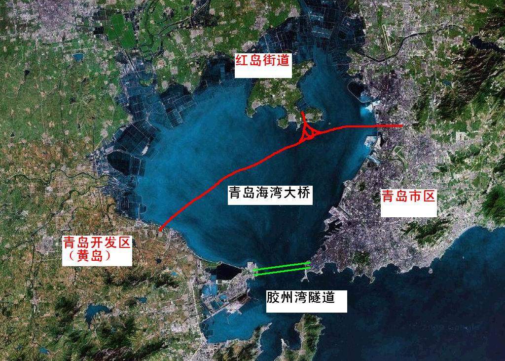   世界第一的胶州湾大桥和中国目前最长的海底隧道同时